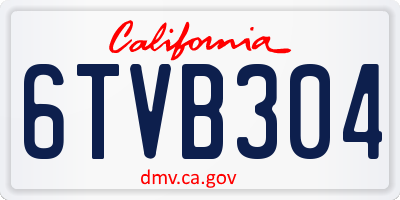 CA license plate 6TVB304