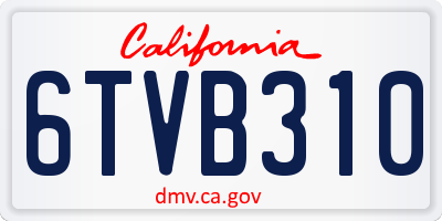 CA license plate 6TVB310