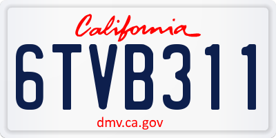 CA license plate 6TVB311