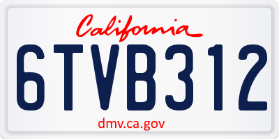 CA license plate 6TVB312