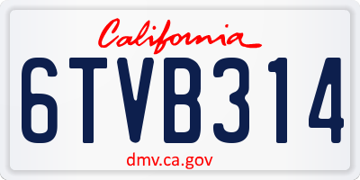 CA license plate 6TVB314