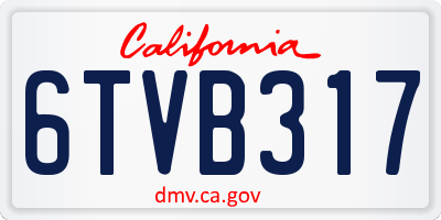 CA license plate 6TVB317