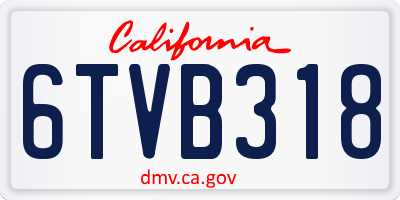 CA license plate 6TVB318