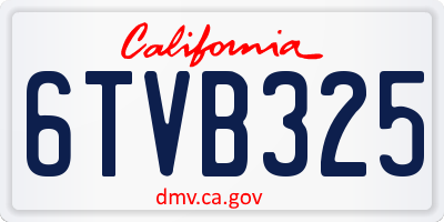 CA license plate 6TVB325