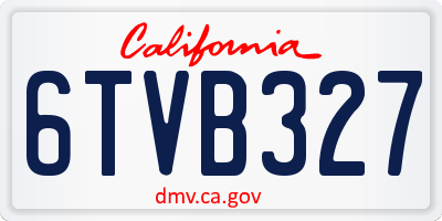 CA license plate 6TVB327