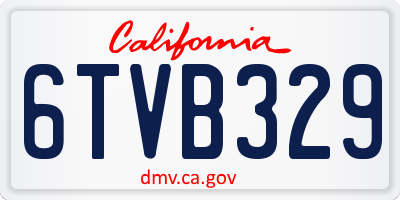 CA license plate 6TVB329