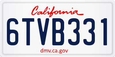 CA license plate 6TVB331