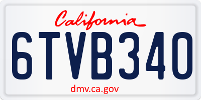 CA license plate 6TVB340