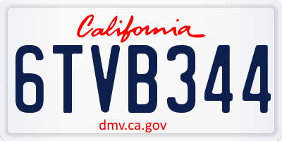 CA license plate 6TVB344