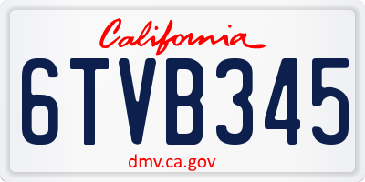 CA license plate 6TVB345