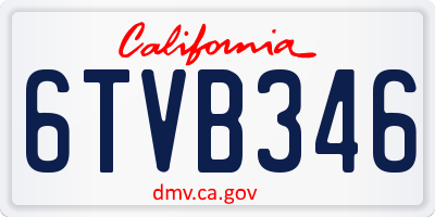 CA license plate 6TVB346