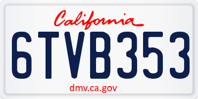 CA license plate 6TVB353