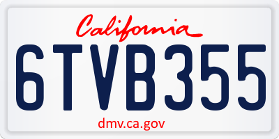 CA license plate 6TVB355