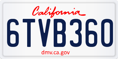 CA license plate 6TVB360