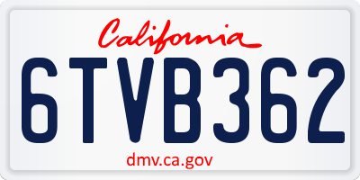 CA license plate 6TVB362