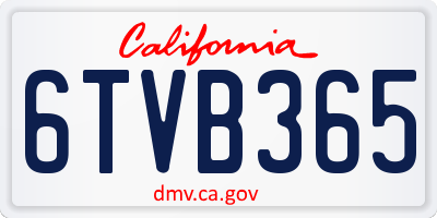CA license plate 6TVB365