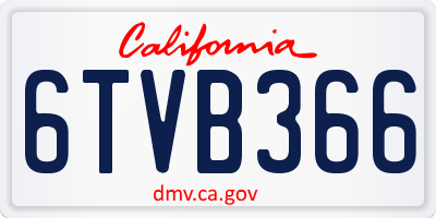 CA license plate 6TVB366