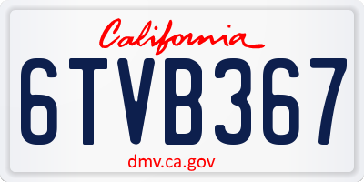 CA license plate 6TVB367