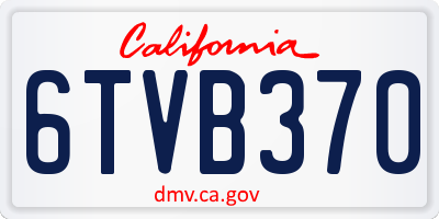 CA license plate 6TVB370