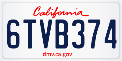 CA license plate 6TVB374