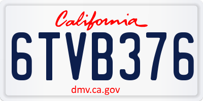 CA license plate 6TVB376