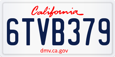 CA license plate 6TVB379