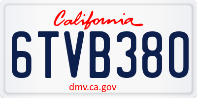 CA license plate 6TVB380