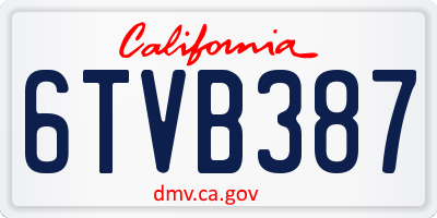 CA license plate 6TVB387