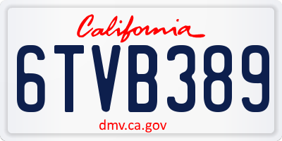 CA license plate 6TVB389
