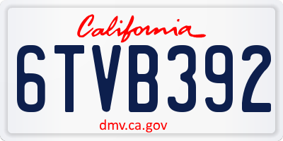 CA license plate 6TVB392