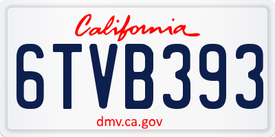 CA license plate 6TVB393