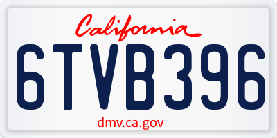CA license plate 6TVB396