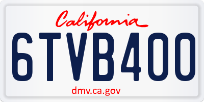 CA license plate 6TVB400