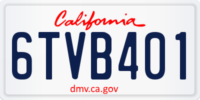 CA license plate 6TVB401