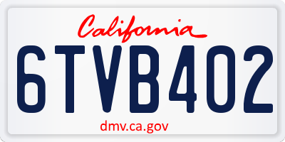 CA license plate 6TVB402