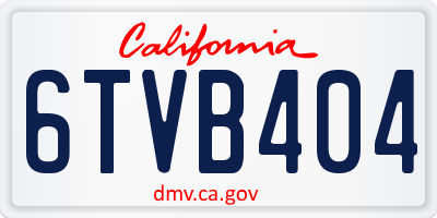 CA license plate 6TVB404