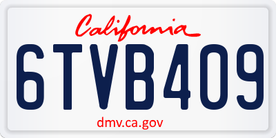 CA license plate 6TVB409