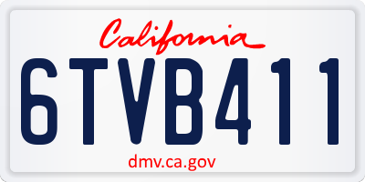 CA license plate 6TVB411