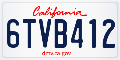 CA license plate 6TVB412