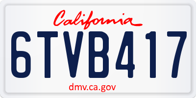 CA license plate 6TVB417