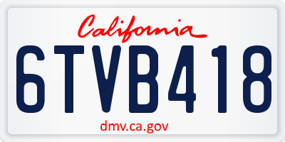 CA license plate 6TVB418
