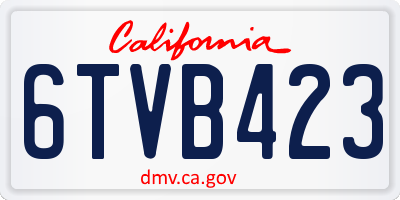 CA license plate 6TVB423
