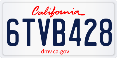 CA license plate 6TVB428