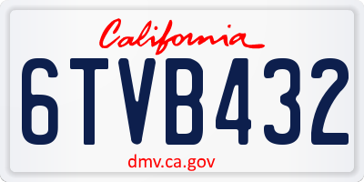 CA license plate 6TVB432