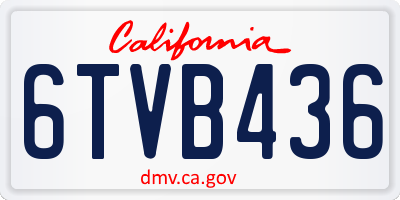 CA license plate 6TVB436