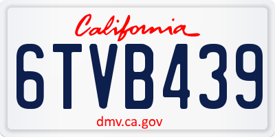 CA license plate 6TVB439