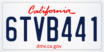 CA license plate 6TVB441
