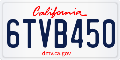 CA license plate 6TVB450