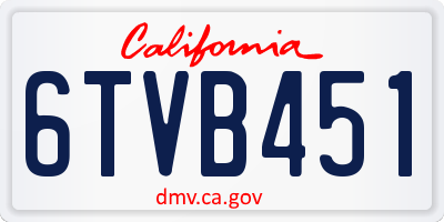 CA license plate 6TVB451