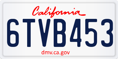 CA license plate 6TVB453